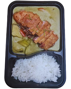 Thai green curry duck with jasmine rice.